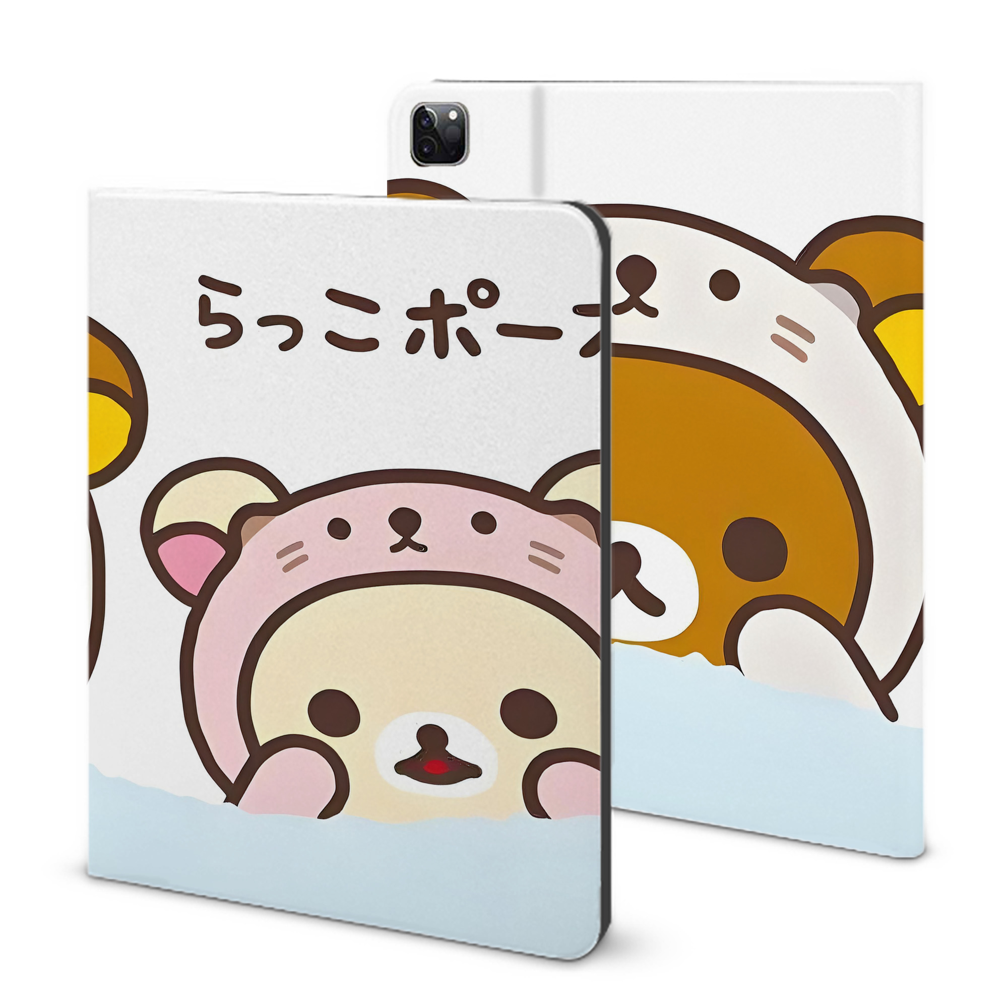 （画像用） リラックマ リラックマ キイロイトリ Rilakkuma Korilakkuma Kiiroitori IPad ケース ブック型 PUレザー TPU 耐衝撃 軽量 薄型 ペン収納なし 全面保護 IPad 各モデル対応